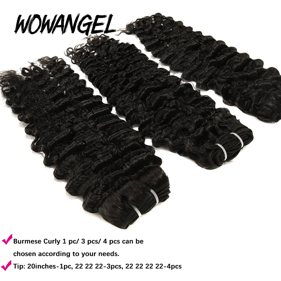 Burmese Curly Bundles Human Hair 1/3/4 PCS 10A Human Hair Bundles 28 30 Inch Brazilian Virgin Hair Extensions Single Bundle